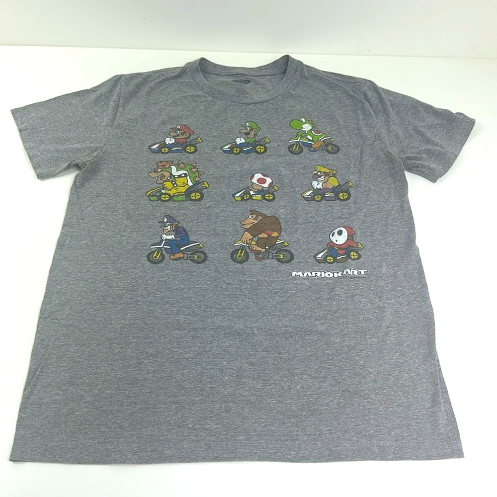OLD NAVY Mario Kart tee shirt Yoshi Mario Luigi grey gokart design size small